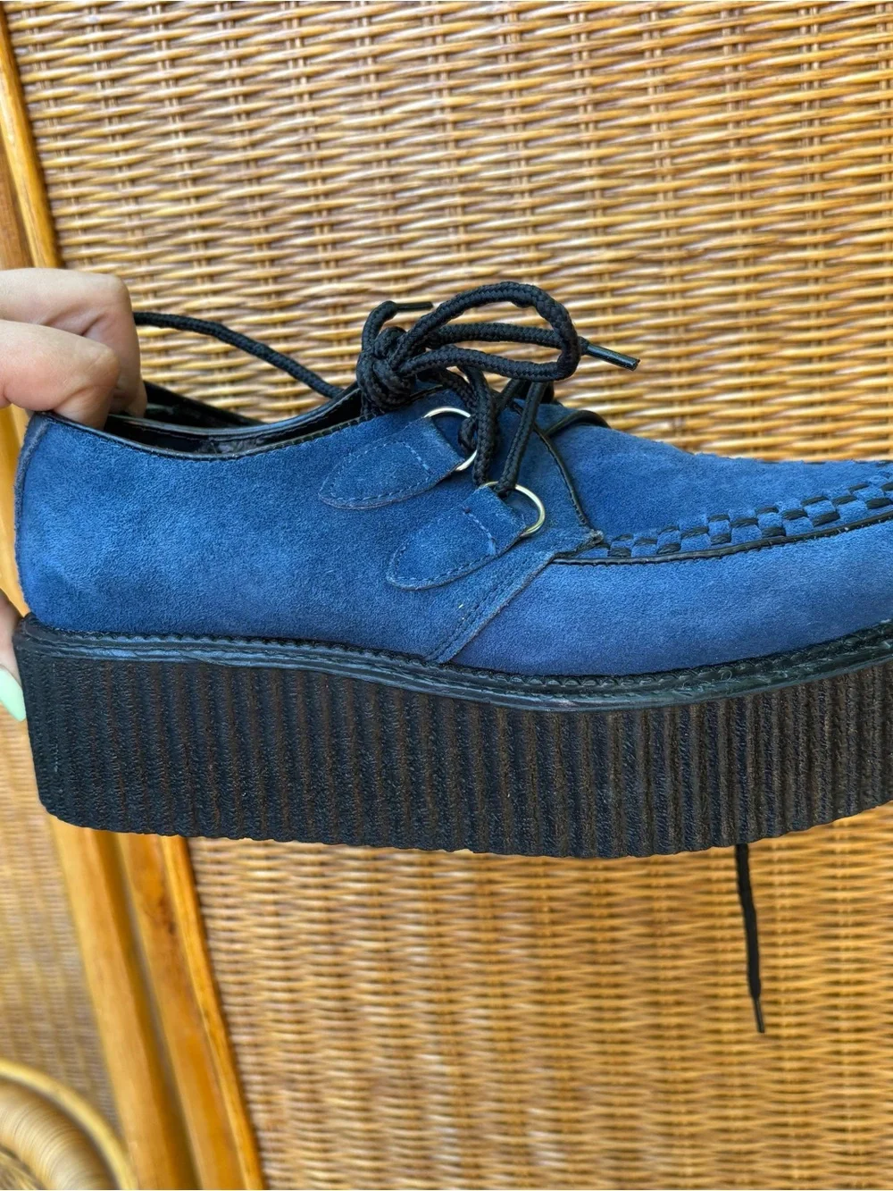 Demonia demonias women’s unisex 8/8.5 blue black platform vintage y2k goth